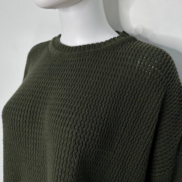 Maurie and Eve Cotton Oversized Crewneck Sweater in Olive Green Women's Size 4 - Picture 7 of 16